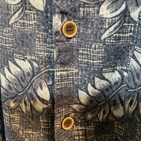 OP Sport Blue Gray Hawaiian Print Short Sleeve Shirt - Picture 3 of 5